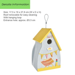 Mangeoire d'extérieur en bois suspendu pour les oiseaux, abri pour oiseau, fausses carillons, perruches, oiseaux bleu - Product Image 3