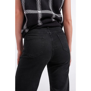 Jeans cropped a gamba larga in nero - Product Image 3