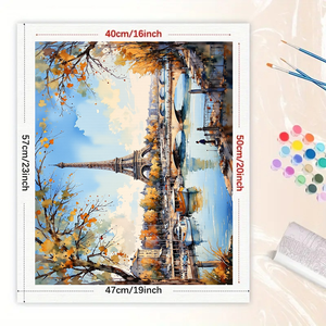 Kit di numeri di vernice per adulti 16x20 pollici senza cornice per la tela di scena autunnale senza cornice per la torre Eiffel - Product Image 2