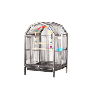 Cage pour animaux de compagnie de style boîte, en acier inoxydable avec revêtement en poudre, à motifs solides, avec fermeture à pression, écologique, adaptée aux perroquets - Product Image 1