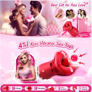 Vente flash : Jouet sexuel 4 en 1, vibromasseur pour femmes, avec fonctions de morsure, de léchage et de succion, 10 modes de vibration, vibromasseur rose - Product Image 3