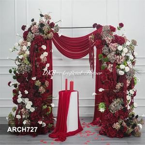 Arco de Flores Artificiales DKB para Decoración de Bodas, Arco de Flores Artificiales Rojo de Lujo para Decoración de Fondo de Boda - Product Image 3