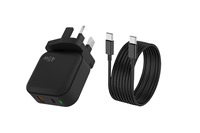Adaptateur secteur électrique à charge rapide 45W PD+QC3.0 avec câble Type-C, prise UK/EU, matériau ignifuge pour téléphone portable et appareils multiples