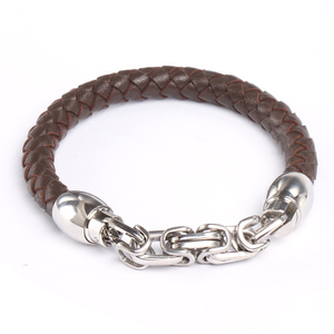 Bracelet en cuir tressé pour <span class=keywords><strong>homme</strong></span>, chaîne <span class=keywords><strong>gourmette</strong></span>, fermoir magnétique en acier, noir antique, en acier inoxydable, style Tizti - Product Image 3