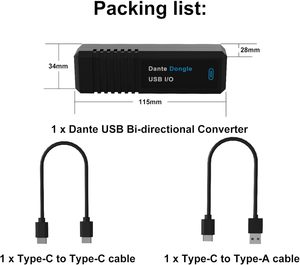 Adaptateur bidirectionnel analogique Audinate <span class=keywords><strong>Dante</strong></span> AVIO, dongle <span class=keywords><strong>Dante</strong></span> USB I/O audio numérique prenant en charge 2 * 2 canaux bidirectionnels - Product Image 3