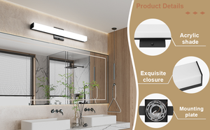 Lámparas de Espejo Lineales Modernas Atenuables de 20''/24'' con IP44, Luz <span class=keywords><strong>LED</strong></span> de Tocador Negra de 3CCT <span class=keywords><strong>para</strong></span> Dormitorio - Product Image 3