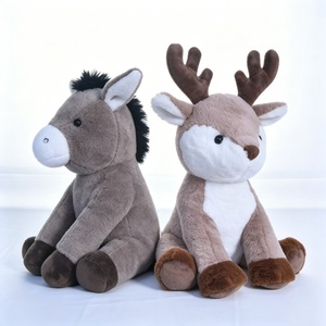 Juego de peluches personalizados de reno y burro, par de peluches de animales de granja y bosque, juguetes de peluche de ciervo y burro - Product Image 4