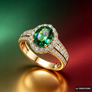 Women's S925/10K/14K/18K Gold Oval Cut Gemstone <b>Ring</b> with Pave Diamond Accents Luxury Engagement <b>Ring</b> 14k Gold Plated - Product Image 2