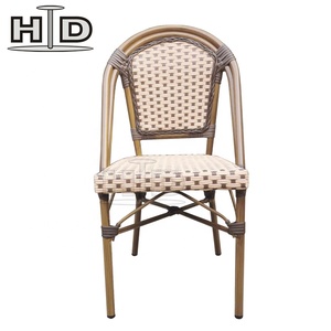 Impilabile sun bar leggero ristorante in stile francese giardino alluminio rattan vimini mobili da pranzo sedia da esterno da bistrò - Product Image 6