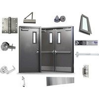 Porte coupe-feu en acier UL, simple ou double battant, porte de sortie d'urgence avec barre de poussée, porte d'accès sécurisée pour bâtiments publics et commerciaux