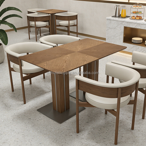 Mesa y Sillas de Comedor Modernas, Ecológicas y Duraderas, con Tapa de Madera, para <span class=keywords><strong>Restaurante</strong></span>, Cafetería y Hotel, Tamaño Personalizado - Product Image 4