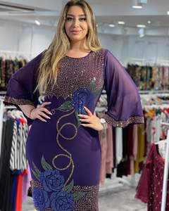 Abito da festa per donna africana diamanti brillanti forati stile etnico signore turche che indossano Maxi abiti abito da sera di lusso - Product Image 2