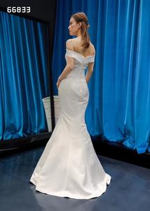 Off-shoulder Sexy <strong>Mermaid</strong>/Trumpet Ivory Simple <strong>Styles</strong> Satin Wedding <strong>Dresses</strong> - Product Image 3
