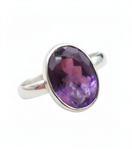 925 Sterling <b>Silver</b> Oval Amethyst Bezel Set Eternity <b>Band</b> <b>Ring</b> for Women Anniversary Party Wedding Gift Jewelry - Product Image 4