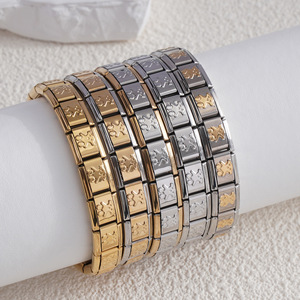 Italian Modular <b>Bracelet</b> Gold Plated Stainless Steel Animal Pattern Unisex Gift Jewelry SMT403 - Product Image 1
