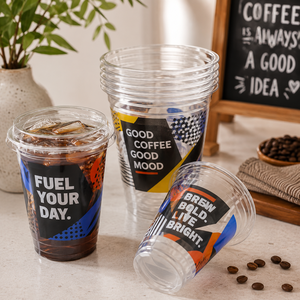 Custom Printed Disposable <b>Plastic</b> <b>Drink</b> <b>Cups</b> with Lids, Clear Summer Fruit Design Cold Beverage <b>Cups</b> for Parties - Product Image 6