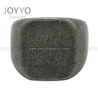 Bague signet carrée en acier inoxydable noir à motif vide pour homme, bijoux fantaisie