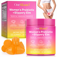 OneBtanicl Global Stock Wanita Antioksidan Penyeimbang pH Probiotik+Slippery Elm Gummies Pengontrol Bau Flora Vagina Herbal Dewasa
