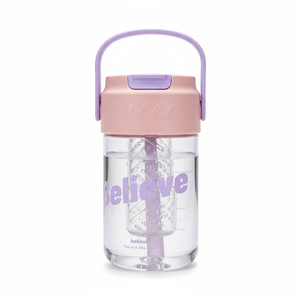 Offre Spéciale grande capacité été Portable clair 600ml fleur thé potable bouteille d'eau en plastique avec filtre et paille - Product Image 1