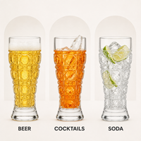 Fabrieksdirecte verkoop van 300ml diamantgeslepen bierglazen, dikwandig geperst glas, barartikelen, OEM logo's beschikbaar.