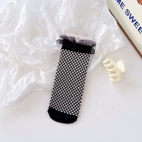 Kaos Kaki Jaring Ikan Renda Putih Hitam Grosir, Kaos Kaki Jaring Tipis Musim Panas untuk Wanita