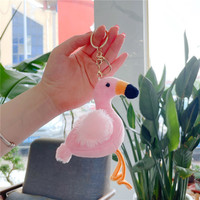 Porte-clés Flamant Rose en Peluche en Gros, Pendentif Animal Doux, Breloque Flamant Rose en Peluche, Anneau de Clés