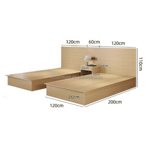 Economical Commercial Furniture 3 Star Hotel Bedroom Sets Double Single Bed WithHeadboard Nightstands <b>Desk</b> TV Cabinet & Wardrobe - Product Image 3