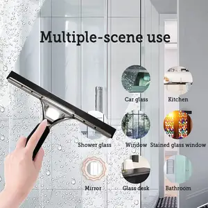 Summit Wholesale Professional Stainless Steel Squeegee With Telescopic Long Handle For Car Window Glass Bathroom Cleaning