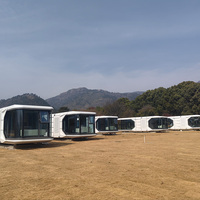 Maison capsule spatiale de luxe en acier série Fuqian B7, maison préfabriquée modulaire compacte avec chambre pour complexe hôtelier, glamping, éco-hôtel (40 pieds/11,5 m)