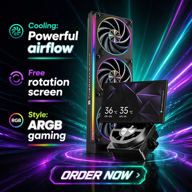 Thermalright Dynamic Vision PRO 360 ARGB BLACK Water Cooling Liquid Cooler with Copper Aluminum Heatsink for Gaming case