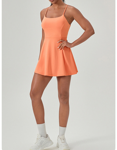 Zomer Dames Spaghettibandjes Tennisjurk Met Gewatteerde Snelle Droge Training Atletische Geplooide Golfjurk Activewear Voor Lichaamsbeweging - Product Image 4