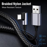 Câble USB Type-C 100W 6A à 90 degrés, tressé en nylon, charge rapide, transfert de données, pour Samsung Xiaomi Huawei, 2M