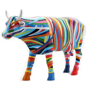 Hot Sale Cow Statue Decoration Resin Crafts Fiberglass Sculpture Model Hand Paint Technique Home Decor Resin Arts Supplies