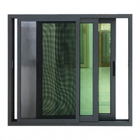 Ventana Corredera de Aluminio con Marco Delgado, Ventana de Privacidad con Vidrio Tintado para Viviendas Residenciales