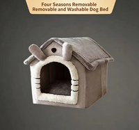 Lit pour chien et chat pliable de luxe avec fermeture à bouton, petite taille, toutes saisons, chaud et confortable