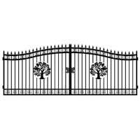 Clôture décorative en fer forgé pour propriété, panneaux de clôture en fer décoratifs avec portail, revêtement en poudre personnalisé