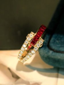 Xinfly Luxury 18K Gold <b>Fine</b> <b>Ring</b> 0.6CT Natural Ruby and 0.42CT Natural Diamond for Ladies' Parties - Product Image 4