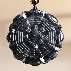 Pendentif en jadéite naturelle du Myanmar Tai Chi, bijoux pour femmes, vente en gros de jade, cadeau avec certificat d'évaluation HJ74 - Product Image 1