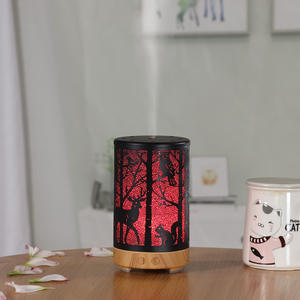 Diffuseur d'arômes au design animalier forestier, humidificateur ultrasonique 0,5 L, base en bois, purificateur d'air de bureau - Product Image 5