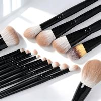 Ensemble de 15 pinceaux de maquillage professionnels en fibres ultra-fines de qualité supérieure, logo personnalisé, noir, 15 pièces