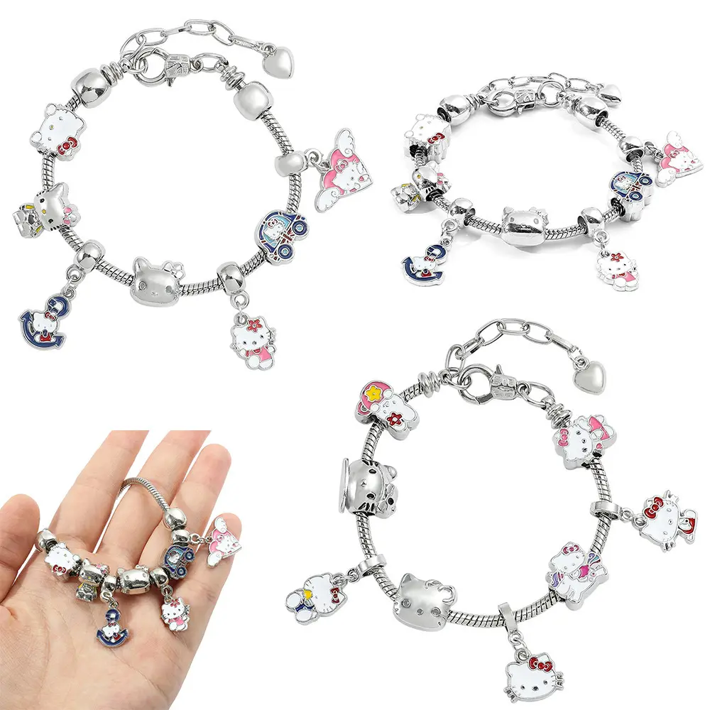 Hete Verkoop Fabriek Direct Cartoon Sieraden Decoratie Goede Kwaliteit Legering Hello Kitty Sanrio Kuromi Diy Armbanden Bedels