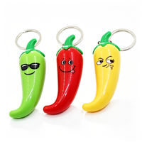 Llavero de Plástico LED con Forma de Pimiento Verde, Amarillo y Rojo, con Luz y Sonido