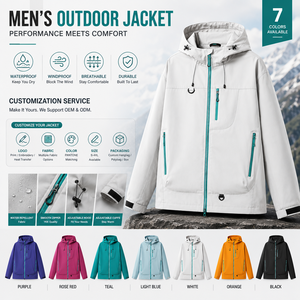 Personalized Logo Waterproof Rain Jacket Unisex Lightweight Outdoor Shell <b>Coat</b> For Hiking Cycling Camping Sportswear Supplier - Product Image 1