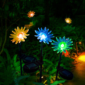 Hongyixuan Solar Acrylic Sunflower Garden <b>Lights</b> Stainless Steel Stake Landscape Outdoor <b>Pathway</b> Yard Decor - Product Image 1