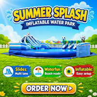 Vente en gros toboggan géant d'été Combo parc aquatique gonflable terrestre portable grande piscine parc d'attractions en métal