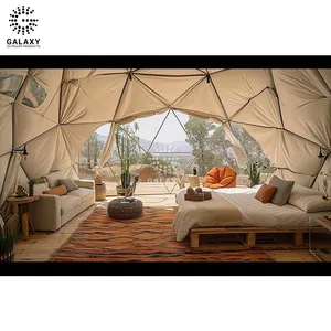 Yurt kubah tiup tahan air 6m glamping forme de dome tenda kubah geodesic berkemah