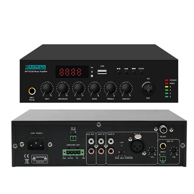 MP120UB PA System USB FM DC 24V Kelas D 120W Mini Digital Mixier Amplifier