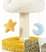 Griffoir pour chat en forme de colonne, ciel étoilé, nid douillet en peluche, petit arbre à chat d'intérieur, mobilier de repos et de jeu pour chatons, pour aiguiser les griffes