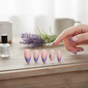 Unghie finte Jinguo Long Coffin Press On in acrilico, copertura completa, stile francese, con colla, 12 pezzi, lunghezza media per le dita - Product Image 3