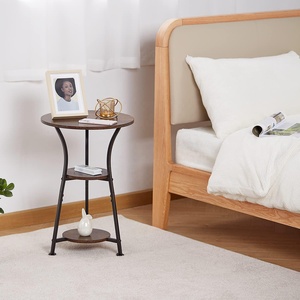 Phòng khách phòng ngủ đầu giường Bàn Sofa 3 tầng kệ gỗ Bàn tròn cuối mộc mạc cổ điển bên bàn - Product Image 6